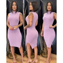 Midi Dress Side Slit Ribbed Mesh Promotion!!támamho P.M.G.GG