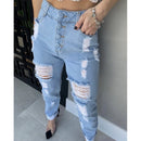 Pants Ripped Button Covered New