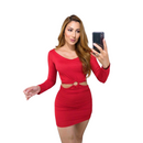 Hoop dress with long sleeves and neckline gringa modinha 2023