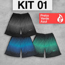 Kit com 3 Bermudas Shorts Colorido Dry Fit Futebol