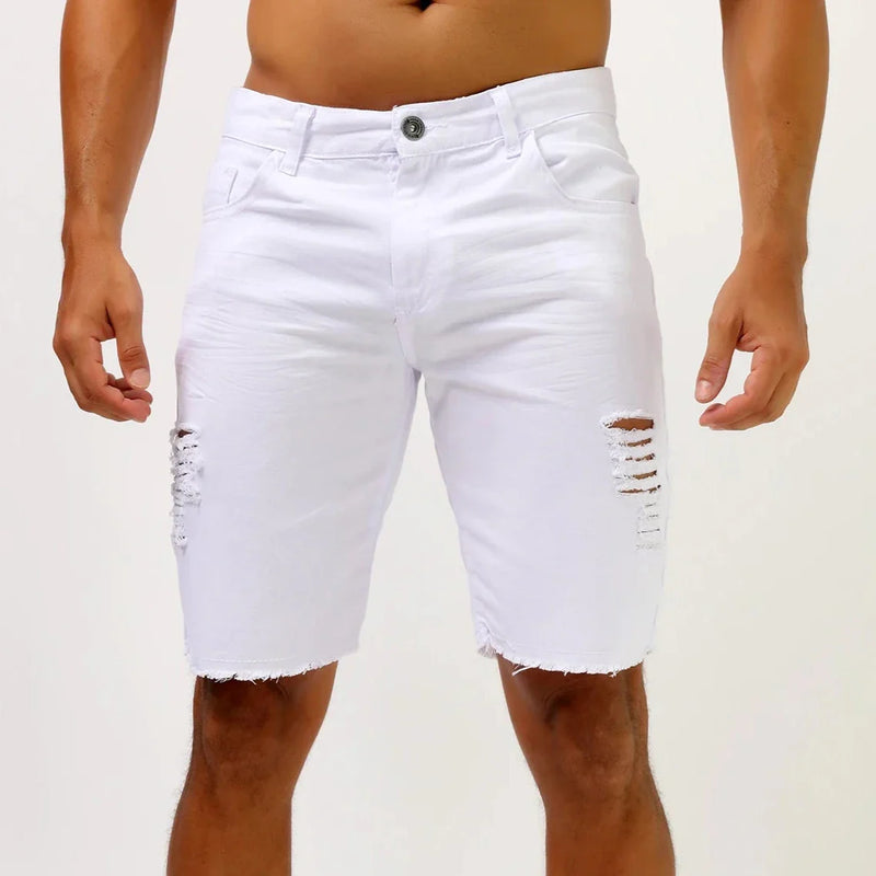 Bermuda Rasgada Branca Masculina Casual