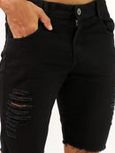 Bermuda Rasgada Masculina Preta Casual