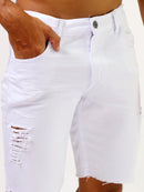 Bermuda Rasgada Branca Masculina Casual