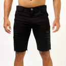 Bermuda Rasgada Masculina Preta Casual