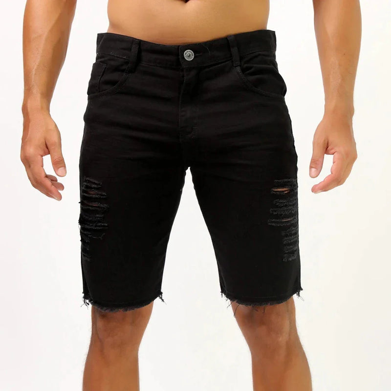 Bermuda Rasgada Masculina Preta Casual