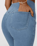 Calça Jeans Feminina Mab Ganga Wide Leg - Cintura Alta Cruzada