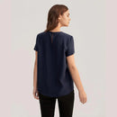 Blusa de Seda de Manga Curta
