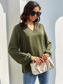 Blusa Manga Longa Gola em V