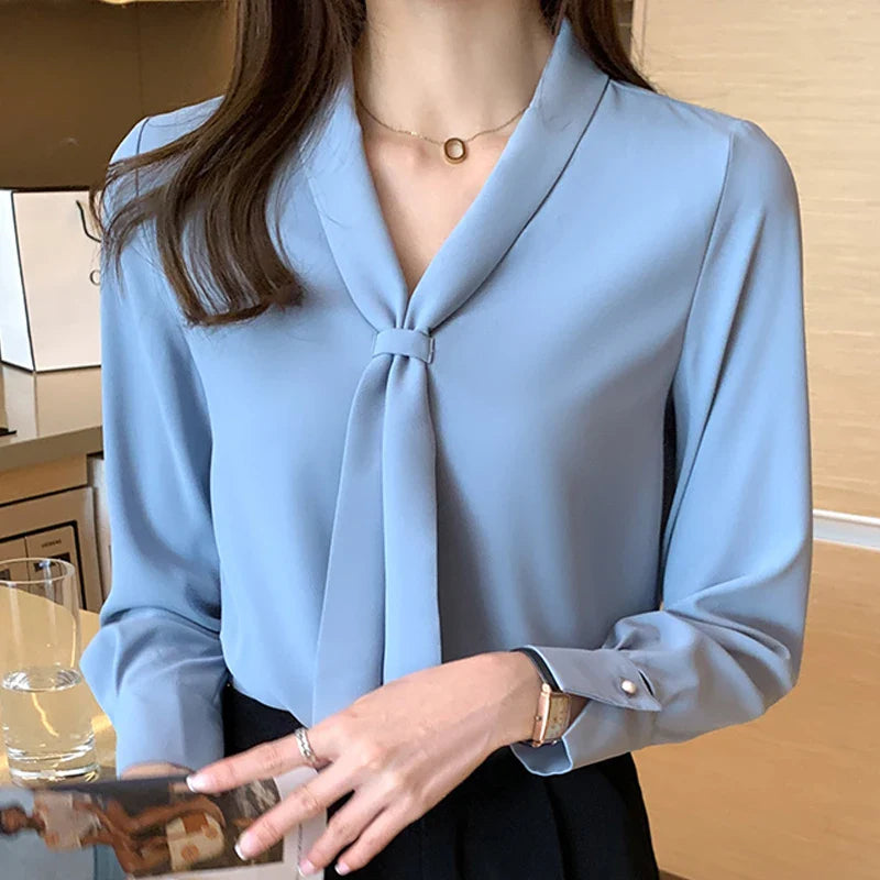 Blusa Feminina Chiffon com Laço