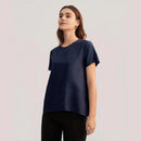 Blusa de Seda de Manga Curta