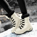 Bota de Inverno Neve de Lã a Prova D'água com Detalhes em Couro - Sportsforever