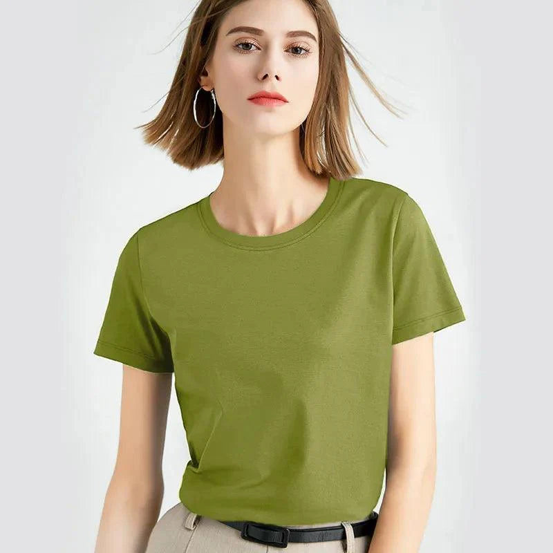 Camisa de Algodão Gola Redonda