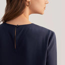 Blusa de Seda de Manga Curta