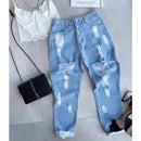 Pants Ripped Button Covered New