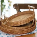 Bandeja Decorativa em Vime com Alças