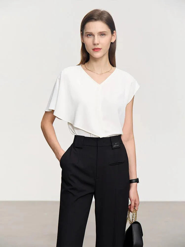 Blusa Chiffon Raglan Elegante Branca