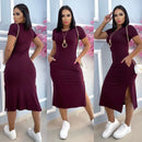 women's viscolycra midi dress with pocket trend summer
