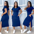 women's viscolycra midi dress with pocket trend summer