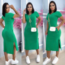 women's viscolycra midi dress with pocket trend summer