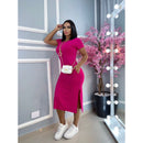 women's viscolycra midi dress with pocket trend summer