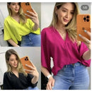 Women's blouse with solid batwing sleeves, good quality dune fabric. (Code 11)