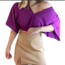 Women's blouse with solid batwing sleeves, good quality dune fabric. (Code 11)