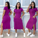 women's viscolycra midi dress with pocket trend summer