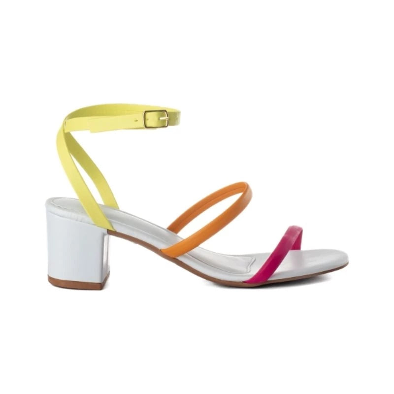 Women's Flat Sandal Buckle Block Heel Comfortable Clog Heels Round Toe Colorful Strap Trend