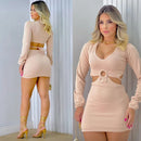 Hoop dress with long sleeves and neckline gringa modinha 2023
