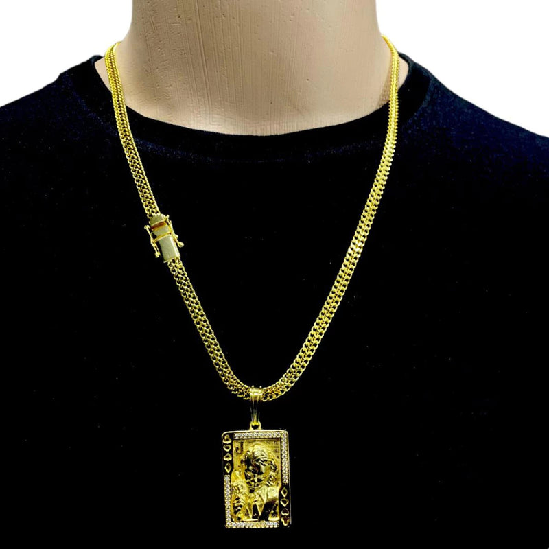Cordão Grumet Cadeado escama  Dupla 7 mm Liga De Moeda Antiga Banhado a Ouro 18k