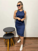 Midi Dress Regatta with Ribbed Side Slit for Women from S to XXL