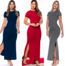 Long Short Sleeve Dress With Side Slits