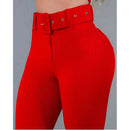 Skinny comfort pants with shaping belt