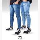 Men's ripped skinny jeans with zipper - lycra
