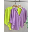 Women's blouse with solid batwing sleeves, good quality dune fabric. (Code 11)