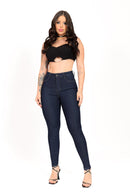 Calça Jeans Azul Marinho Skinny Modeladora Levanta Bumbum de Cintura Alta