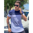 Premium oversized men's Longline shirt in 30.1 combed cotton, Longline stripe t-shirt.