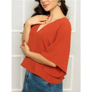 Women's blouse with solid batwing sleeves, good quality dune fabric. (Code 11)