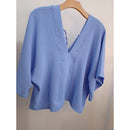 Women's blouse with solid batwing sleeves, good quality dune fabric. (Code 11)