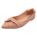 Sapatilha Feminina Bico Fino Bege Laço Cruzado Promoção