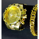 Relógio Dourado masculino kit Relógio + pulseira dourada