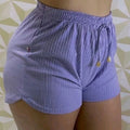 Women's Ribbed Knit Shorts With Elastic Adjustment At The Waist.
