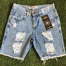 Bermudas masculina jeans rasgado estilo destroied slim fit