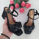 Sandália Feminina Com Salto Grosso Trança Lançamento Confortável Ref.6808