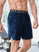 Manfinity Sport Corelite, Shorts de Ginástica Masculino Elástico Esportivo com Letras Refletivas e Estampa Geométrica