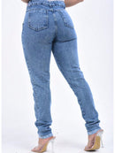 Calça jeans basica Mom Feminina