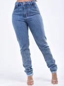 Calça jeans basica Mom Feminina