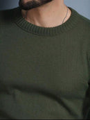 BLUSA SUÉTER DE TRICO LÃ MASCULINO LISA GOLA REDONDA MANGA LONGA INVERNO 2024