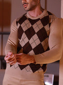 TRICOT DE LUXO Sueter tricot malha xadrez blusa masculina inverno