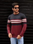 3RD FASHION Blusa Frio Masculino Suéter Modal Listrada Gola Redonda Inverno 3RD SD355